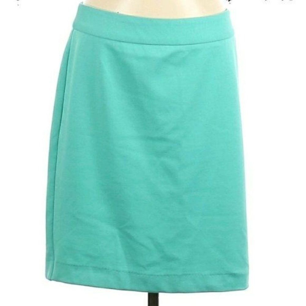 Vtg 90s Kenar Old Money Pencil Skirt Sz 12 Pastel‎ Aqua Office WorkStretch